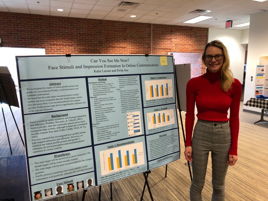 Katie Larsen, WGSS minor, presents her WMST 491: Independent Study research at the annual EXPL Expo in November 2019.