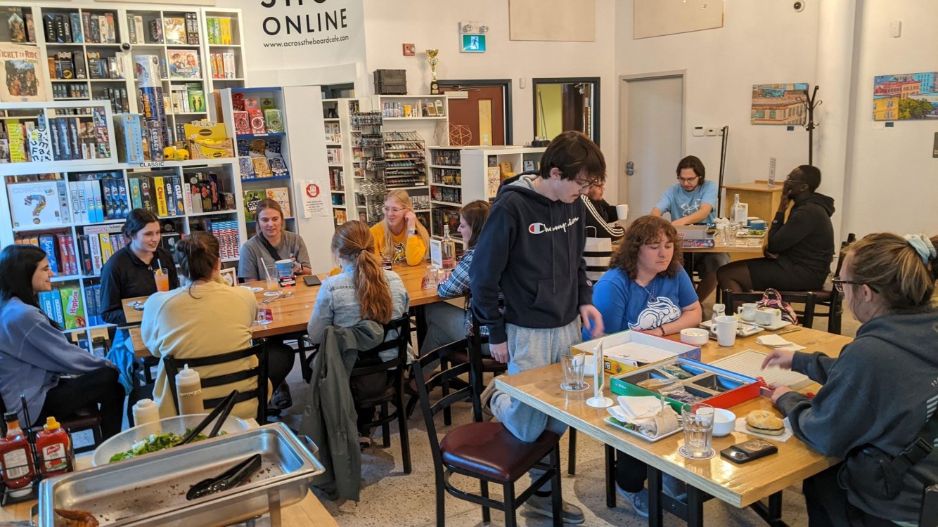 Fishback Honors College students at the "Across the Board Game Cafe" in Winnipeg, Manitoba, Canada
