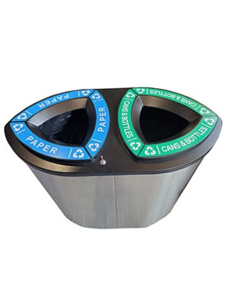 Paper and bottle recycling bin.