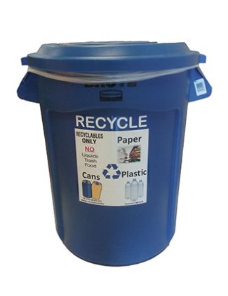 large blue recycling bin