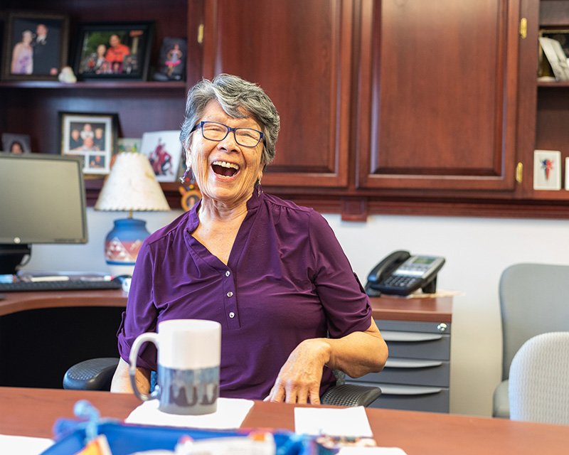 Bev Warne laughs during her interview with Elevate.