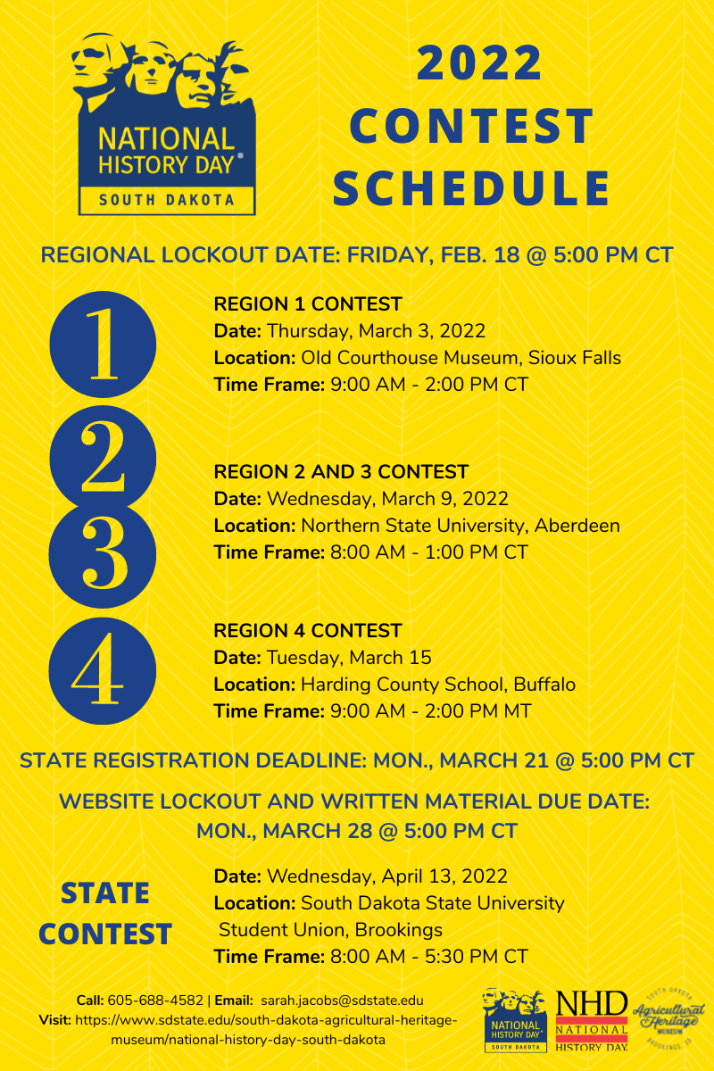NHD in SD Contest Schedule