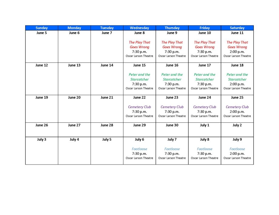 PRT calendar Schedule 