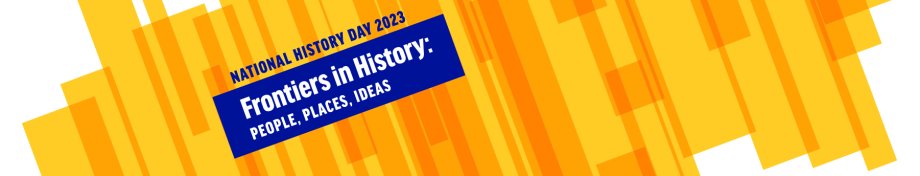 Frontiers in History: People, Places, Ideas title banner with yellow boxes and blue accents