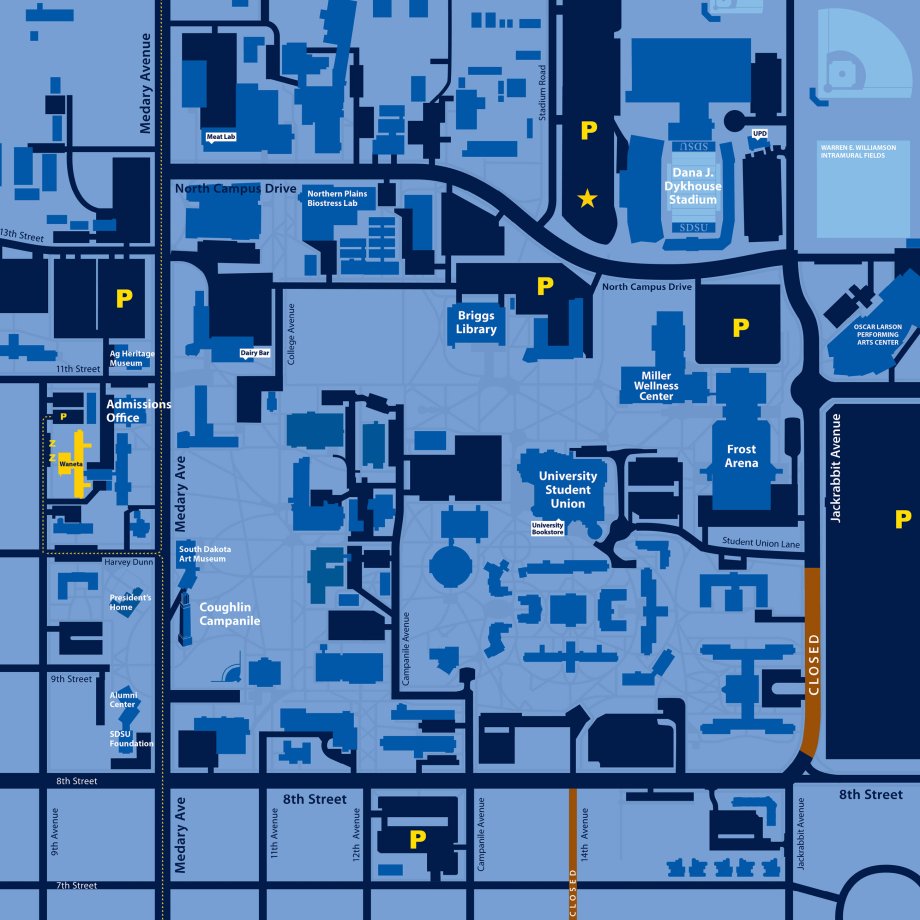 Map showing directions to Waneta Hall.