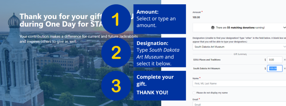 How to give to the South Dakota Art Museum on Sept 8 One Day for State