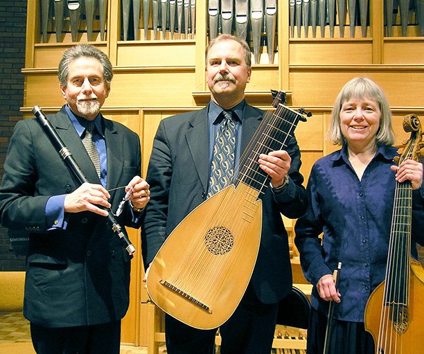 Members of Ensemble Chaconne pose with their instruments.
