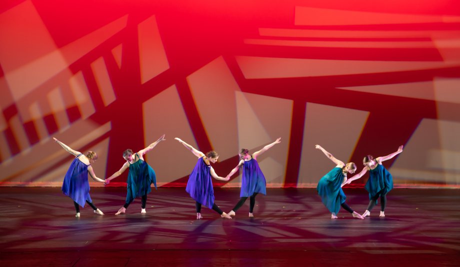 Six students performing in the spring dance concert.