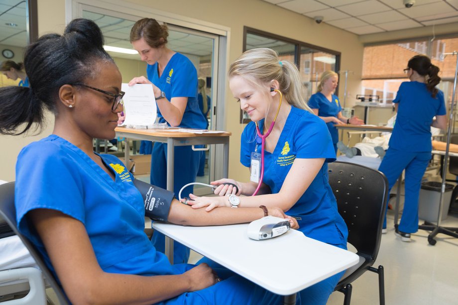 Nursing students study in South Dakota State University's accelerated Bachelor of Science in Nursing program on the Northern State University campus.