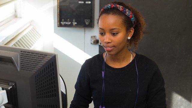 Graduate student working on computer system