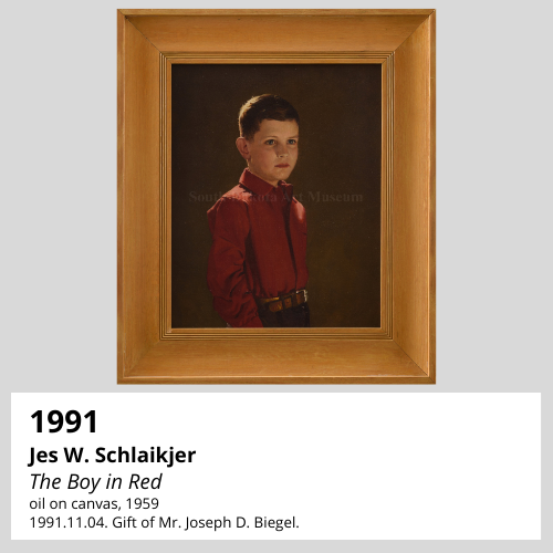 Jes W. Schlaikjer The Boy in Red oil on canvas, 1959 South Dakota Art Museum Collection, 1991.11.04. Gift of Mr. Joseph D. Biegel.