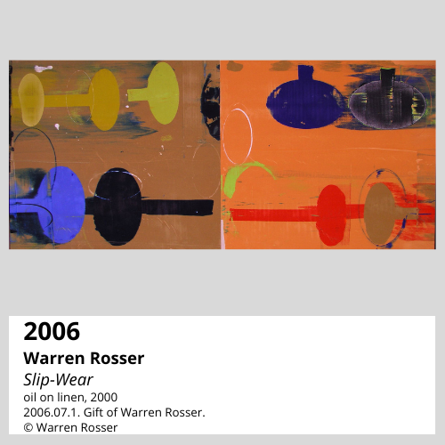 Warren Rosser Slip-Wear oil on linen, 2000 South Dakota Art Museum Collection, 2006.07.1. Gift of Warren Rosser.