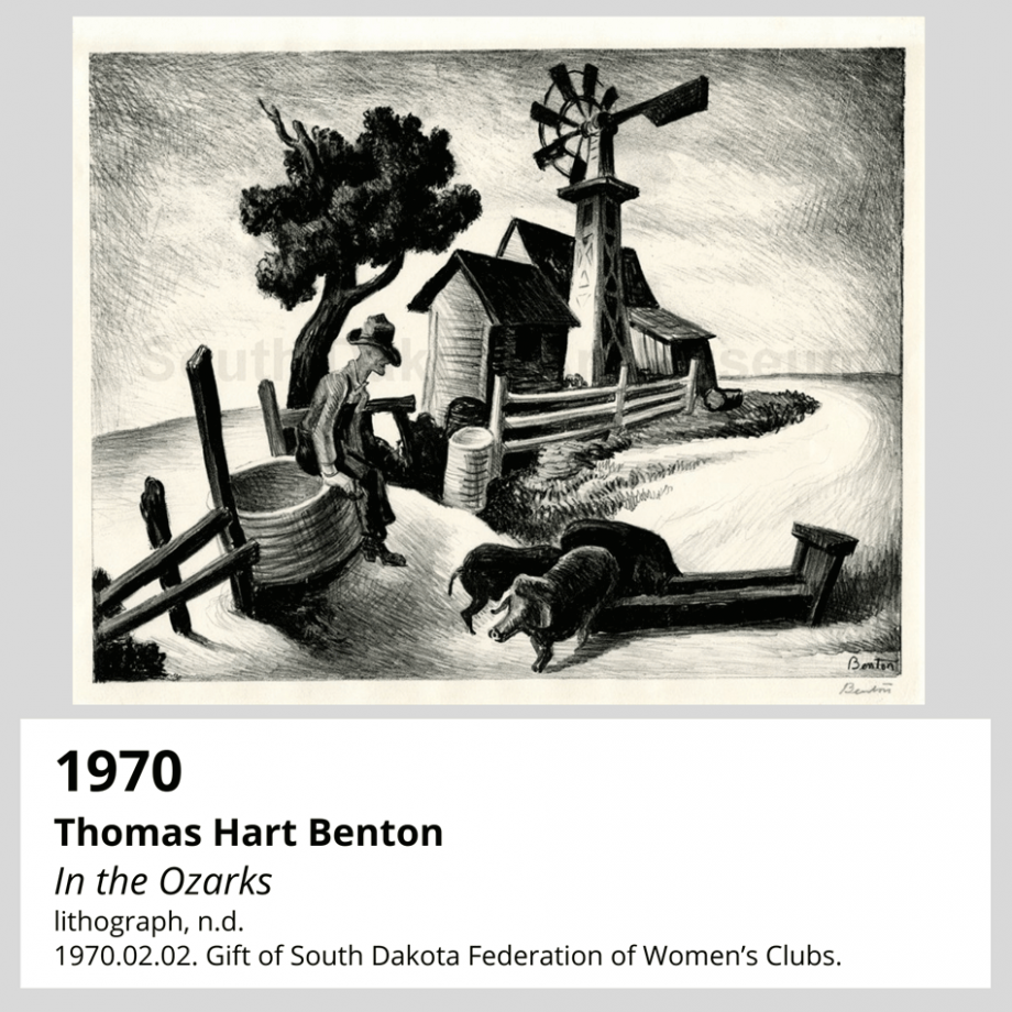 Thomas Hart Benton In the Ozarks lithograph, n.d. South Dakota Art Museum Collection, 1970.02.02. Gift of South Dakota Federation of Women’s Clubs.