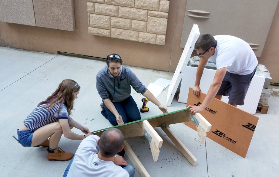 Students build full scale models of wall sections.