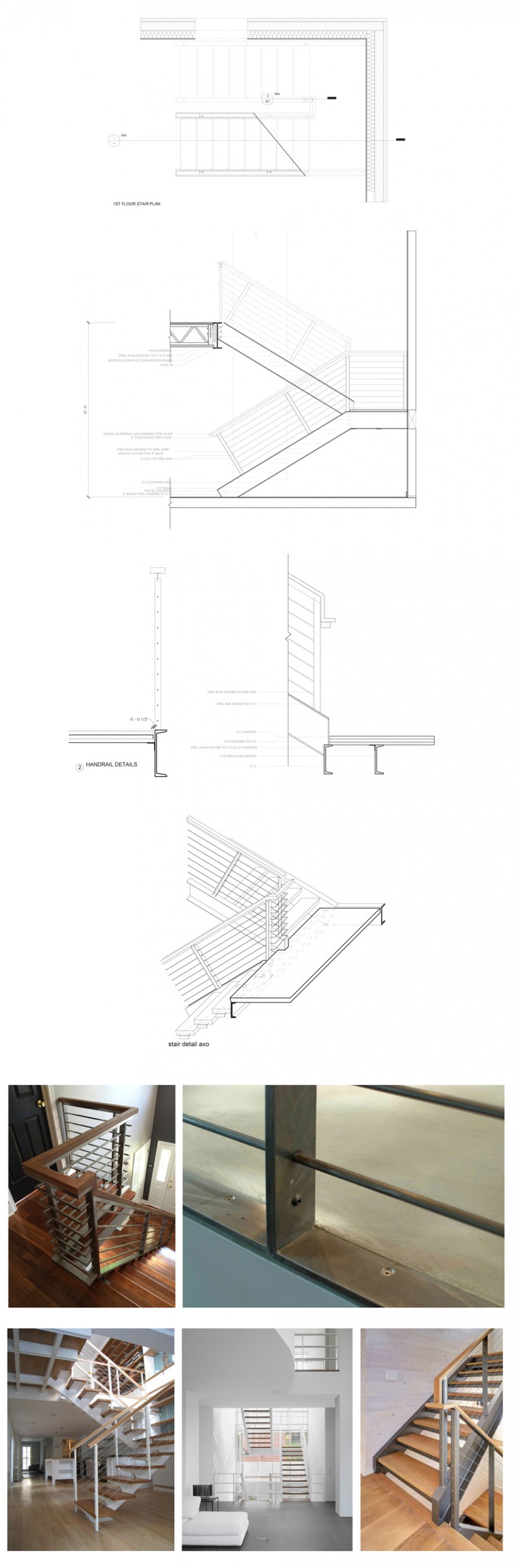 Design details for the custom stairs built by the students, as well as precedent images. 