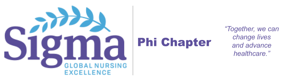 Sigma Theta Tau Phi Chapter logo with quote "Together, we can change lives and advance healthcare."