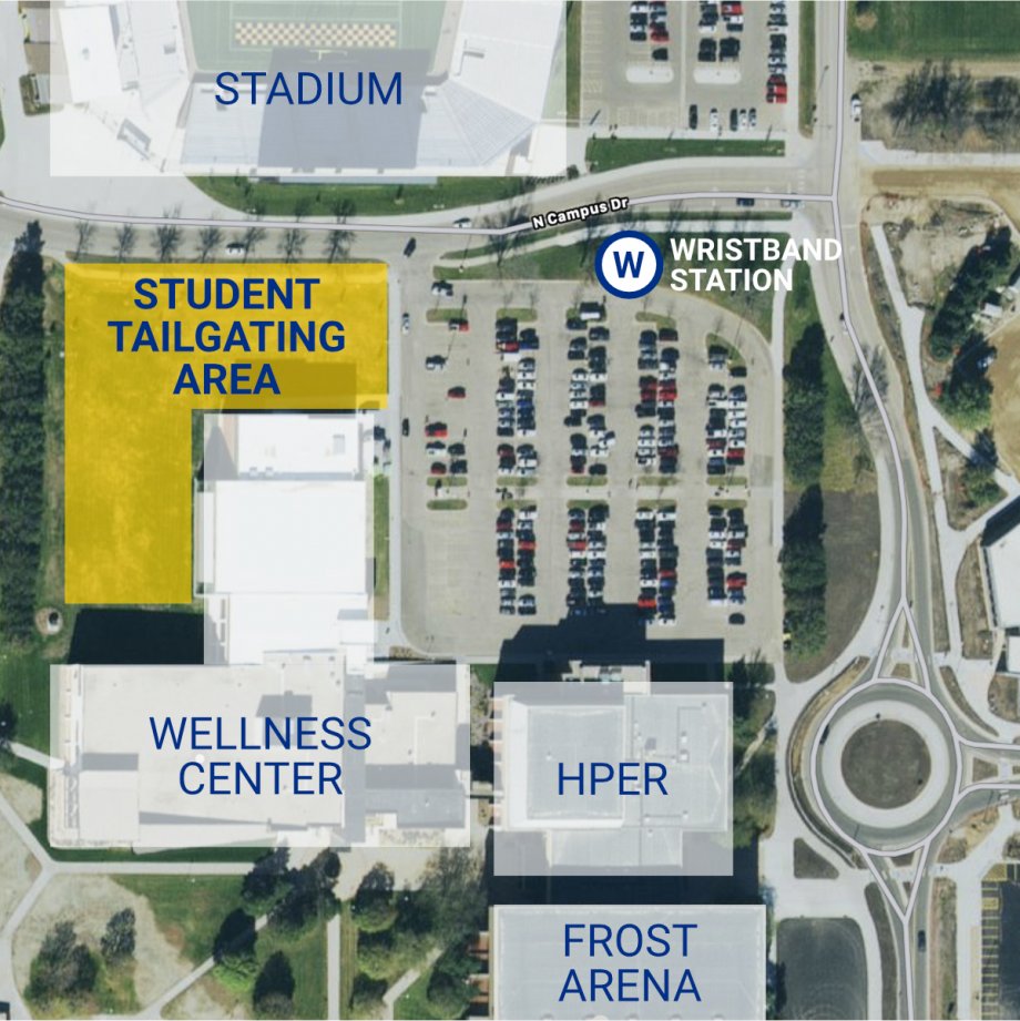 "Map of the student tailgating area for SDSU Jackrabbits home football games"