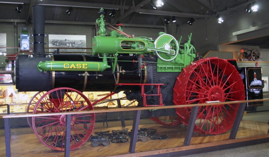 "Image of the 1915 J. I. Case Steam Engine 65 hp inside the Ag Museum."