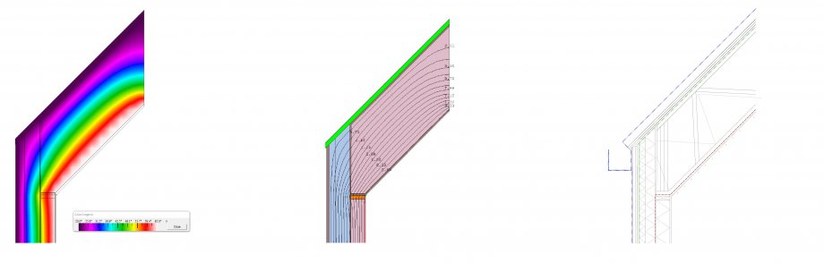 Therm energy models showing the wall to ceiling connection.