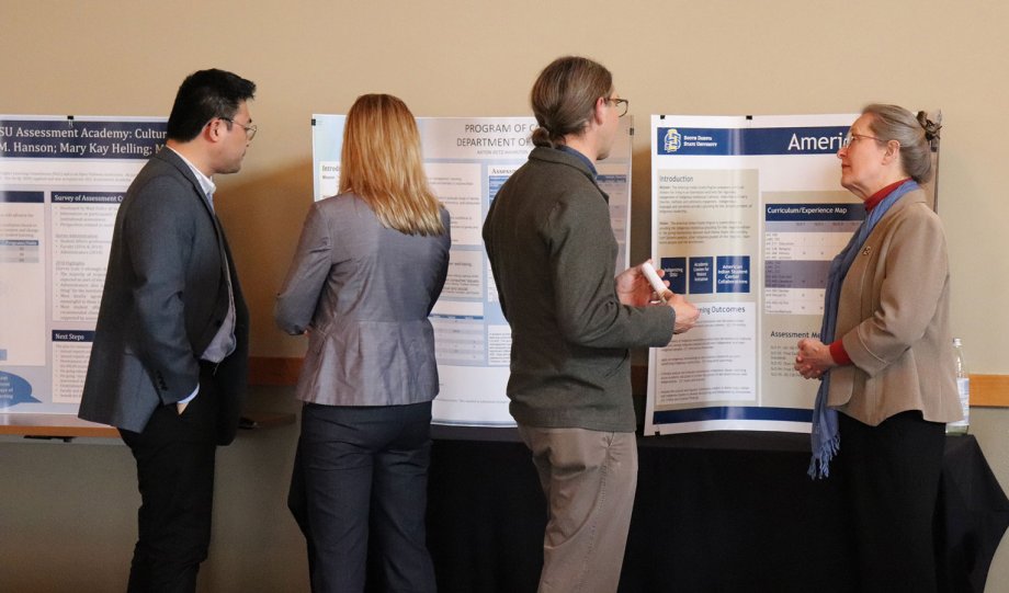 faculty gathered for poster session