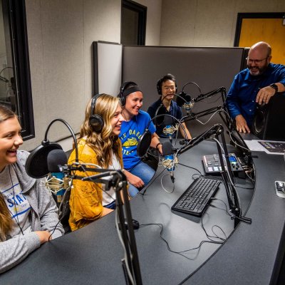 Journalism Students in Radio Booth