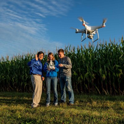 Precision Agriculture Students Flying Drone