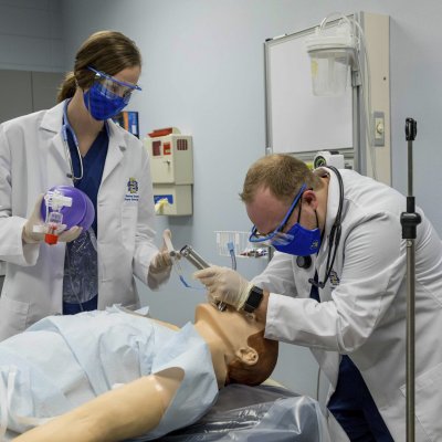 Respiratory Care Student and Mannequin