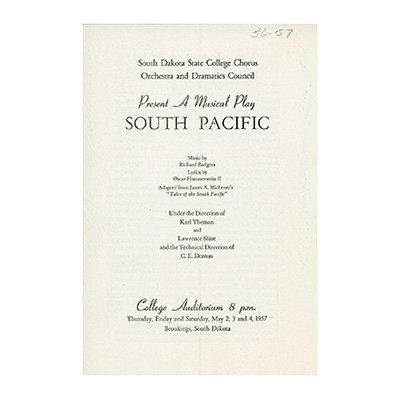 State University Theater 1957 Program for South Pacific