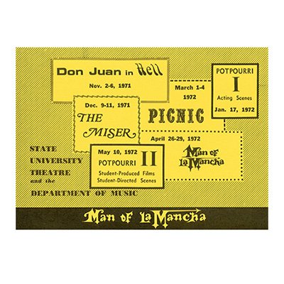 State University Theater 1972 Program for the play Man of LaMancha