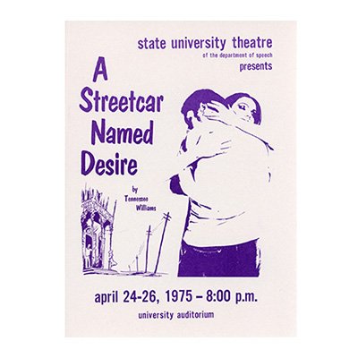 State University Theater 1975 Program for the play A Streetcar Named Desire