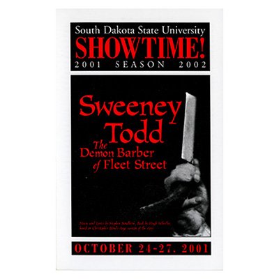 State University Theater 2001 Program for the play Sweeney Todd the Demon Barber of Fleet Street