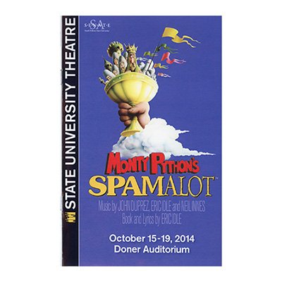 State University Theater 2014 program for the play Monty Python's Spamalot