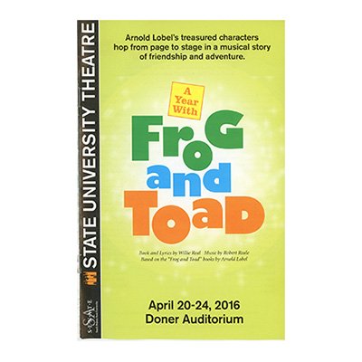State University Theater 2016 program for the play Frog and Toad