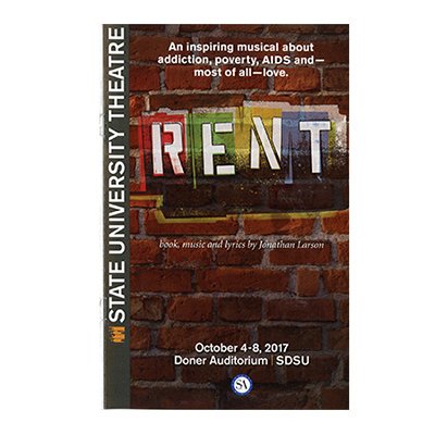 State University Theater 2017 Program for the play Rent