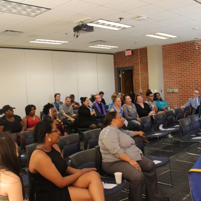 Students at presentation for the Multicultural Center