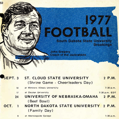 Cover of the 1977 SDSU Football Media Guide -  images of team Coach Gregory 