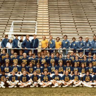 1977 Jackrabbit Football Team photograph in Coughlin Alumni Stadium