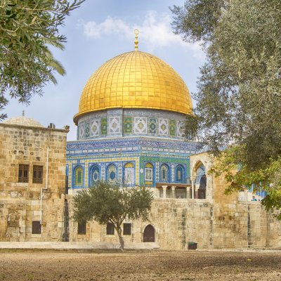 Image of Dome of the Rock an Islamic shrine located on the Temple Mount in the Old City of Jerusalem.
