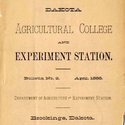 Cover of the Dakota Agricultural College Experiment Station Bulletin