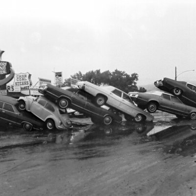 Picture of Car Pile Up During Black Hills Flood of 1972