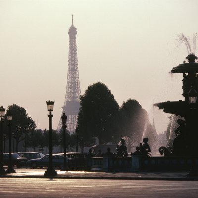 French park with the Eiffel tower in the background