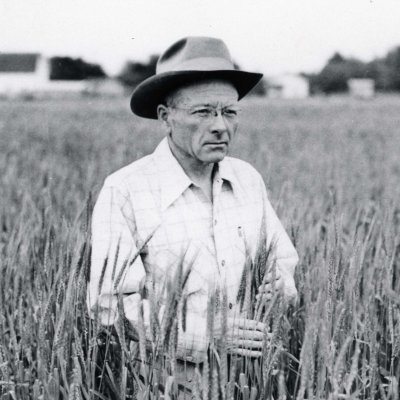 Edgar McFadden in a wheat field.