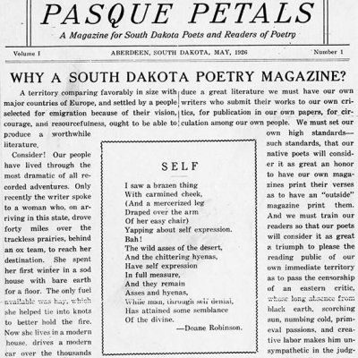 First page of the first issue of the Pasque Petals