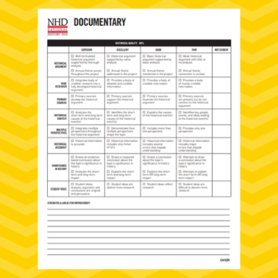 NHD Evaluation Rubric Sheet