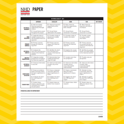 Paper Category Evaluation Sheet Rubric for Judges