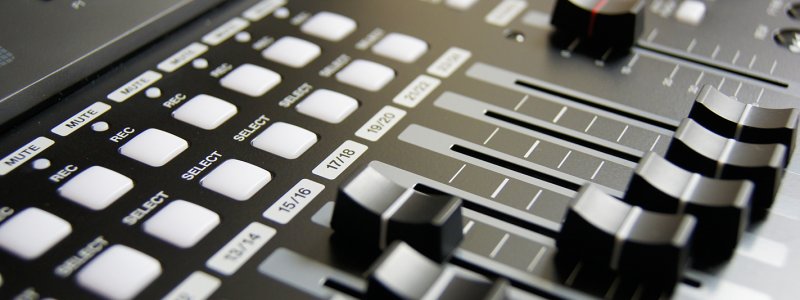 Close up shot of audio control board