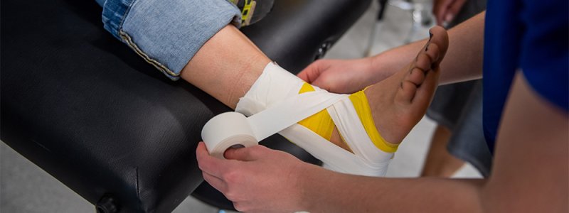 image of a foot being wrapped