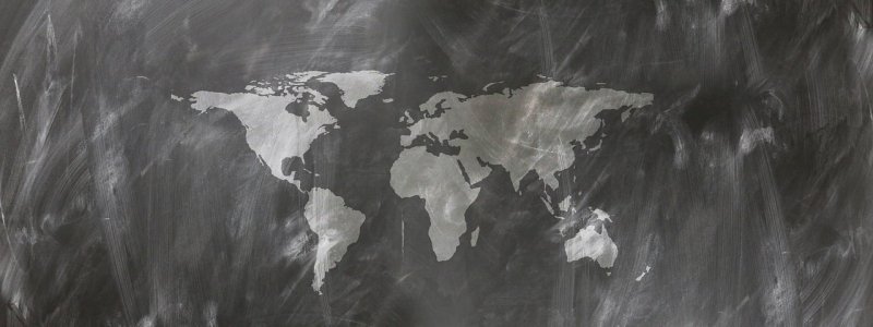 chalkboard showing a world map