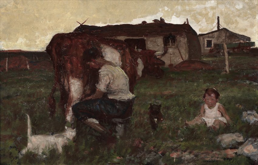 untitled (woman milking a cow)