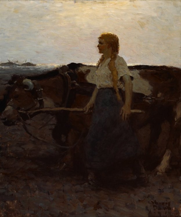 Harvey Dunn, Girl Driving Oxen, 1914